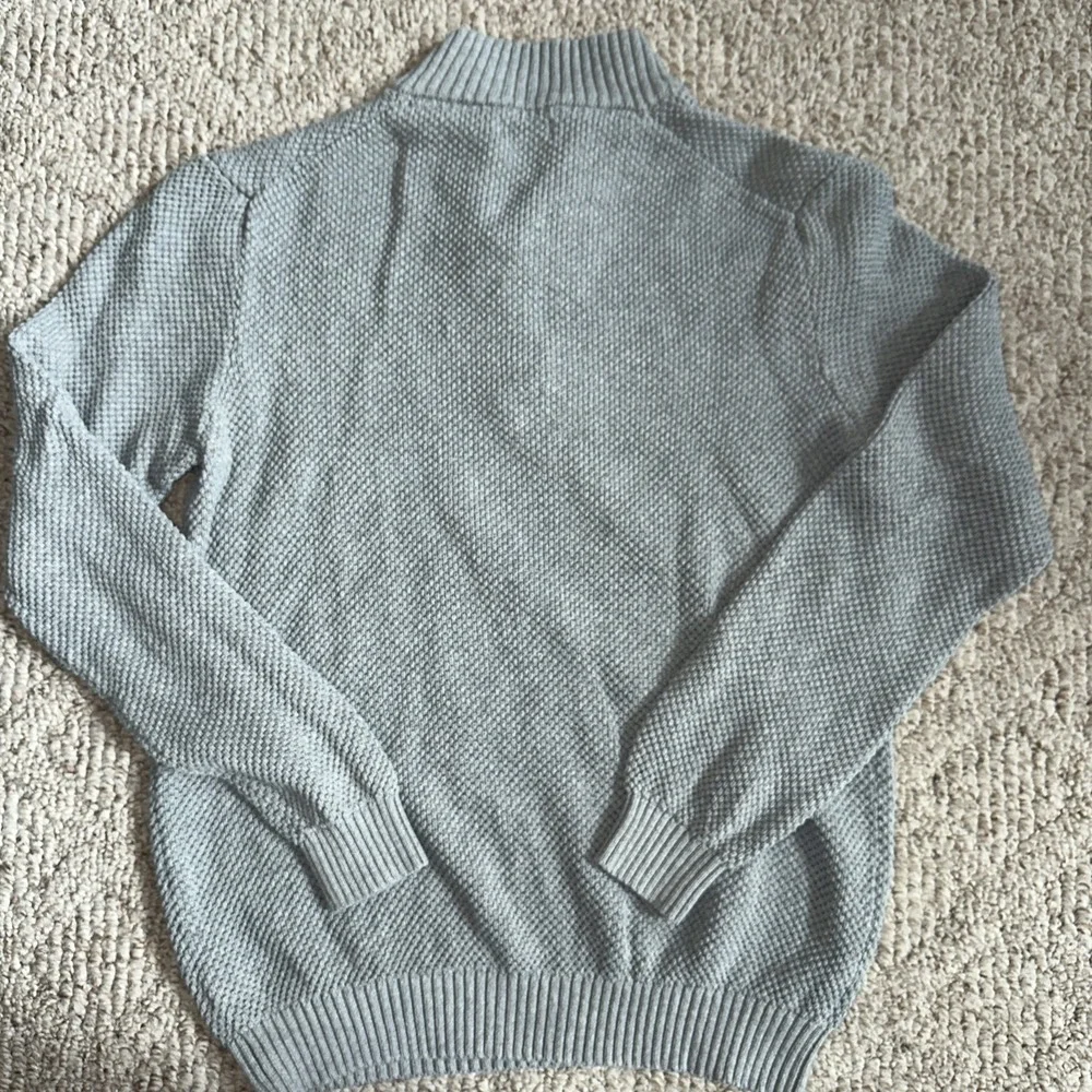 IZOD Men's Sweater Gray Mock Neck Henley Knit Pullover Size‎ Large Cotton EUC